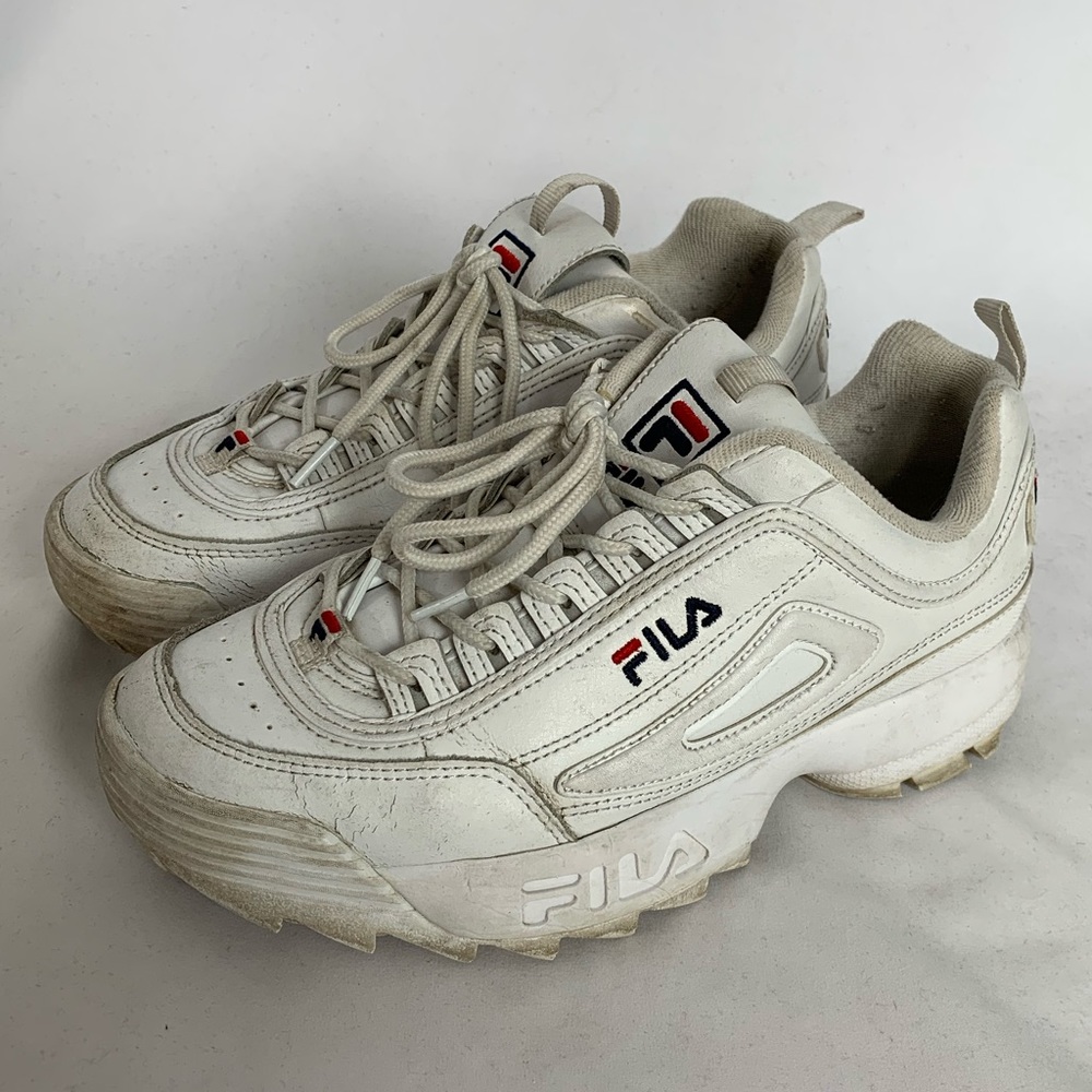 White Fila Disruptor II Chunky Sneakers